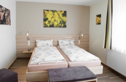 Schlafzimmer mit Schreibtisch und TV